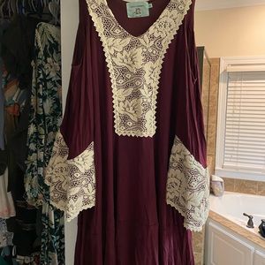 Judith March garnet cold shoulder dress
